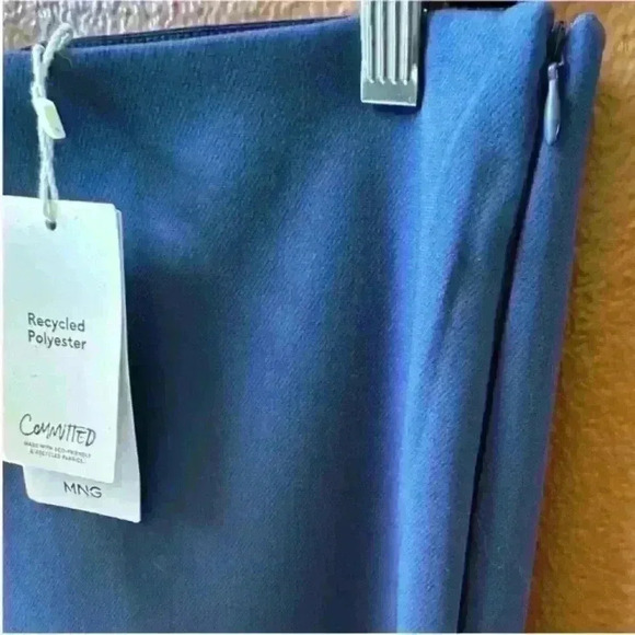 MANGO (MNG)- "Atenas" Cropped Blue Women's Trousers- Size Large- NWT! - Picture 6 of 8